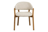 Chaise avec Accoudoirs de Salle à Manger DUNKIRK Effet Bois Chêne Clair et Tissu Écru - 60 x 59 cm
