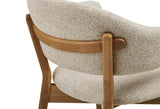 Chaise avec Accoudoirs de Salle à Manger DUNKIRK Effet Bois Chêne Clair et Tissu Écru - 60 x 59 cm