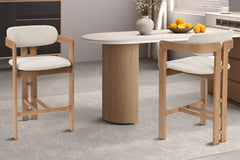 Chaise de Bar KAMELIA Beige en Bois de Frêne - 56 x 52 cm