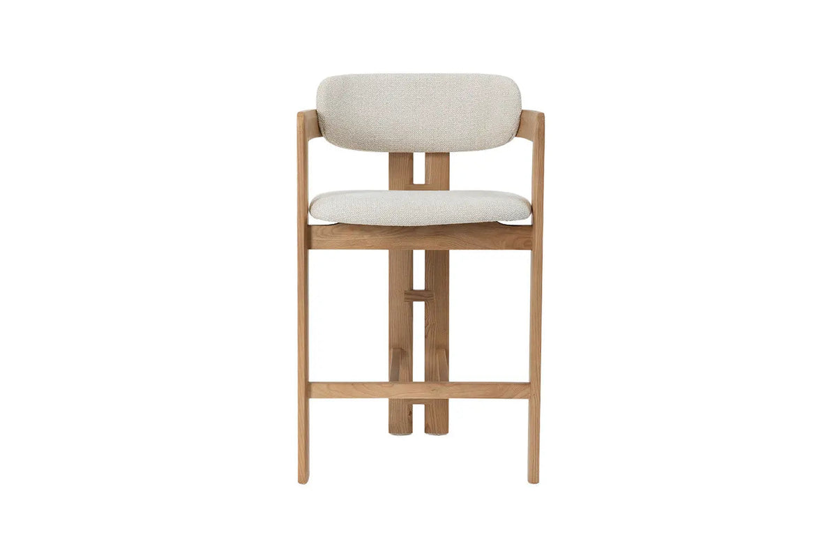 Chaise de Bar KAMELIA Beige en Bois de Frêne - 56 x 52 cm