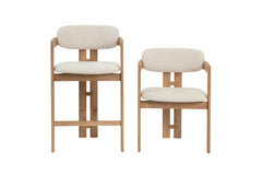 Chaise de Bar KAMELIA Beige en Bois de Frêne - 56 x 52 cm