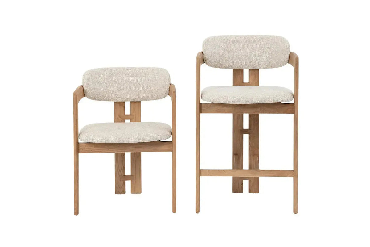 Chaise de Bar KAMELIA Beige en Bois de Frêne - 56 x 52 cm
