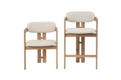 Chaise de Bar KAMELIA Beige en Bois de Frêne - 56 x 52 cm