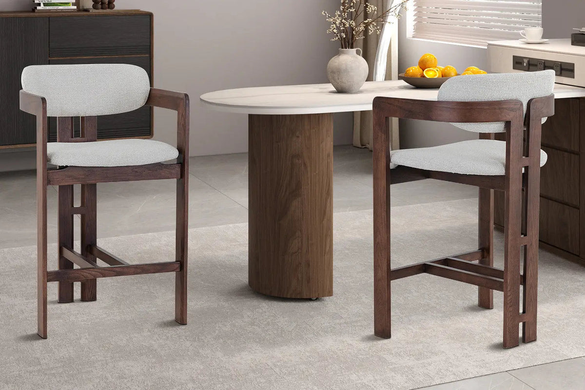 Chaise de Bar KAMELIA Beige en Bois de Frêne - 56 x 52 cm