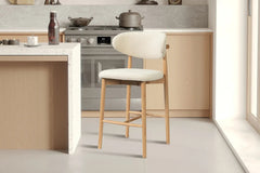 Chaise de Bar KAYLA en Chêne Massif Beige - 50 x 56 cm