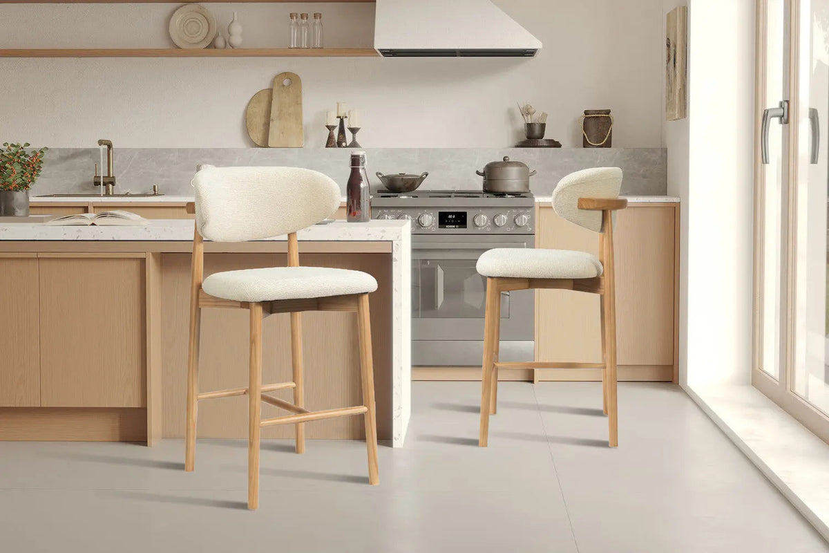 Chaise de Bar KAYLA en Chêne Massif Beige - 50 x 56 cm