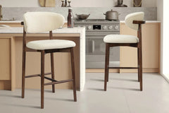 Chaise de Bar KAYLA en Chêne Massif Beige - 50 x 56 cm