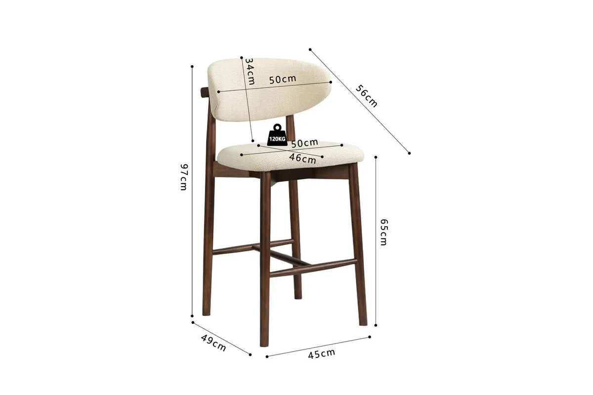 Chaise de Bar KAYLA en Chêne Massif Beige - 50 x 56 cm