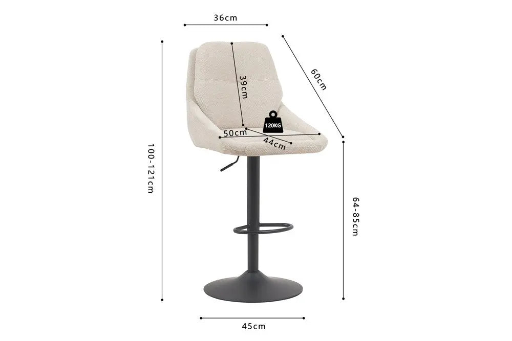 Chaise de Bar Pivotante SABA en Tissu - 50 x 60 cm