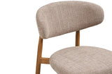 Chaise de Bar LEVANTO Tissu Sable Pieds Effet Bois - 52 x 55 cm