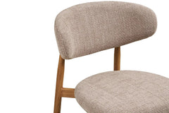 Chaise de Bar LEVANTO Tissu Sable Pieds Effet Bois - 52 x 55 cm