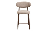 Chaise de Bar LEVANTO Tissu Sable Pieds Effet Bois - 52 x 55 cm