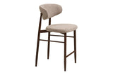 Chaise de Bar LEVANTO Tissu Sable Pieds Effet Bois - 52 x 55 cm