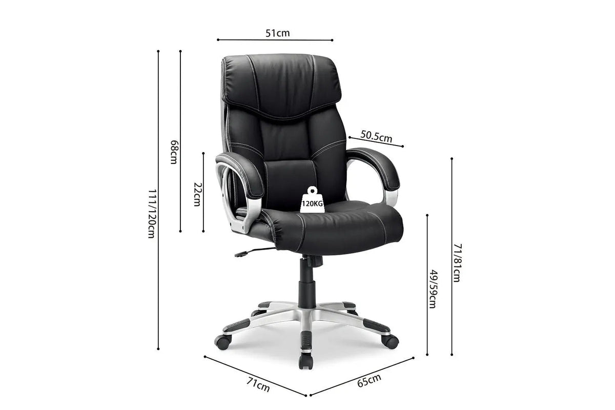 Chaise de Bureau DALIA en Similicuir (PU) - Chaise de bureau réglable 65 x 71 cm