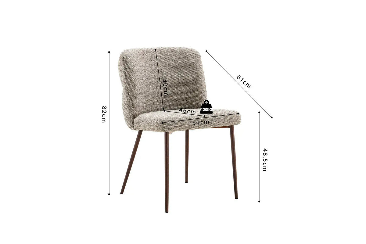 Chaise de Salle à Manger ALYX en Tissu - 51 x 61 cm
