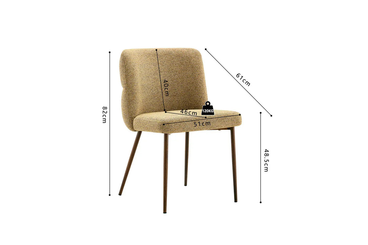 Chaise de Salle à Manger ALYX en Tissu - 51 x 61 cm