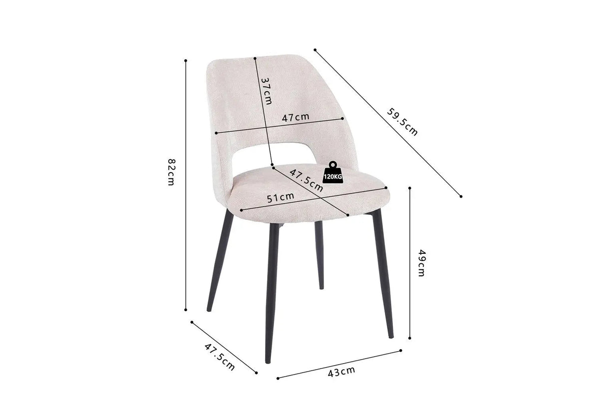 Chaise de Salle à Manger ARLA en Tissu - 51 x 59,5 cm