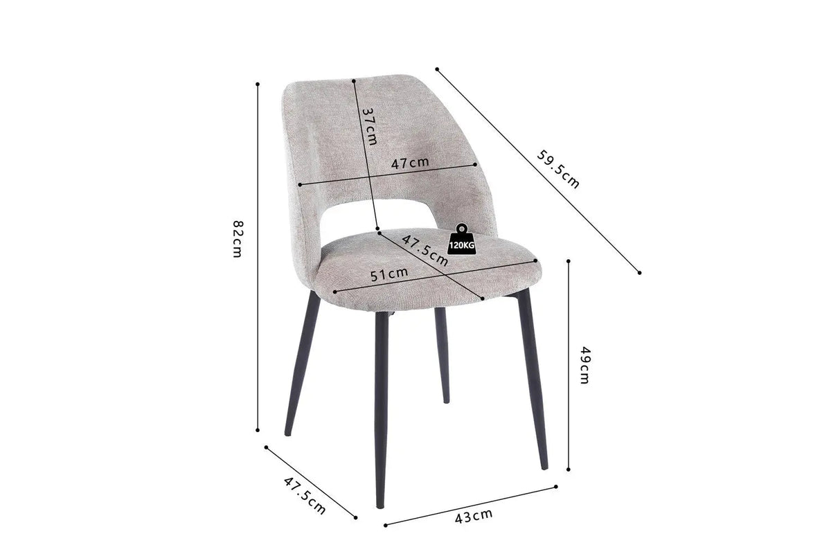Chaise de Salle à Manger ARLA en Tissu - 51 x 59,5 cm