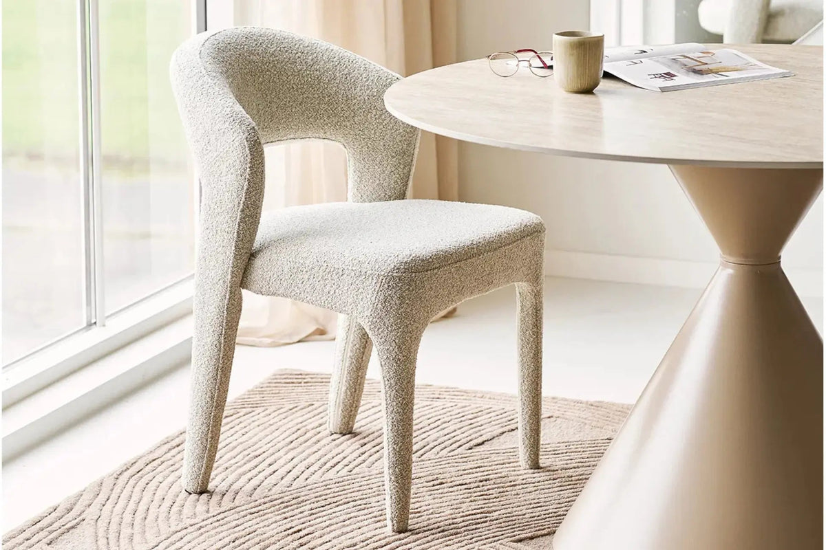 Chaise de Salle à Manger BELMONT en Tissu Sable - 57 x 61 cm