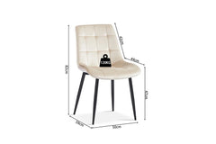 Chaise de Salle à Manger JULIA Velours - 50 x 59 cm
