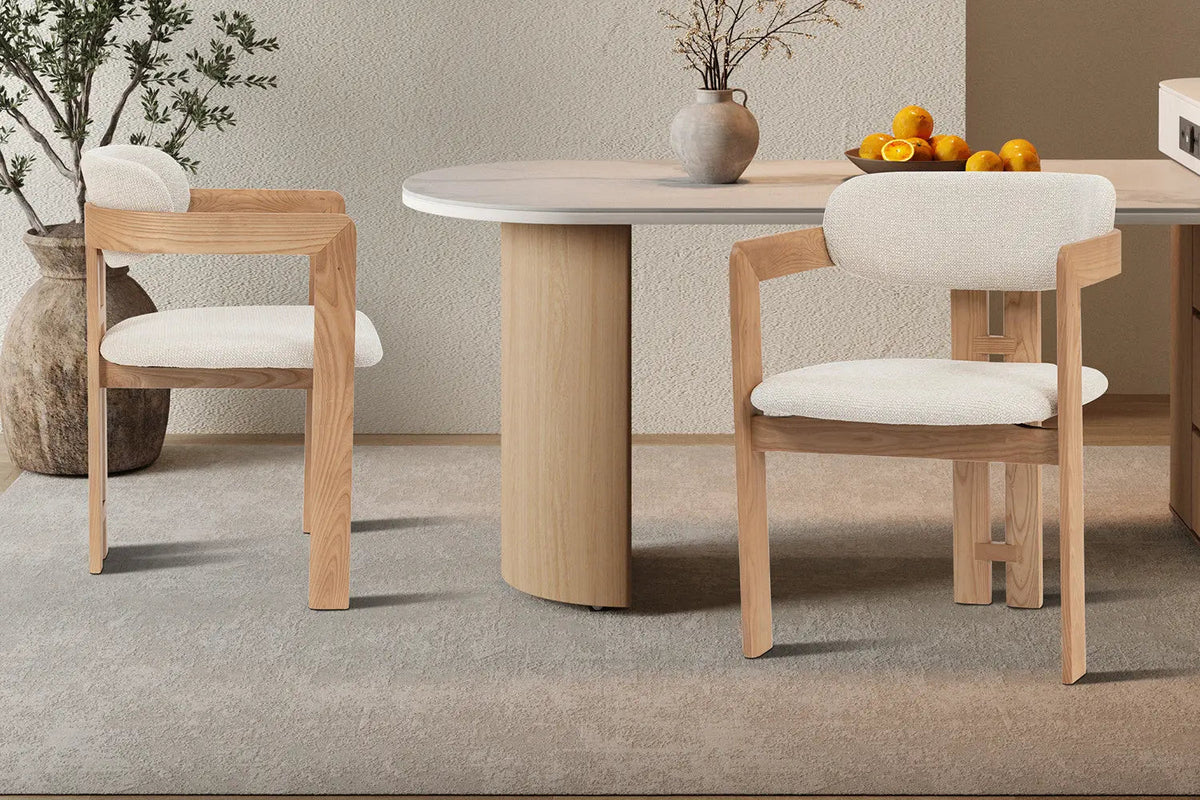 Chaise de Salle à Manger KAMELIA Beige en Bois de Frêne - 56 x 52 cm