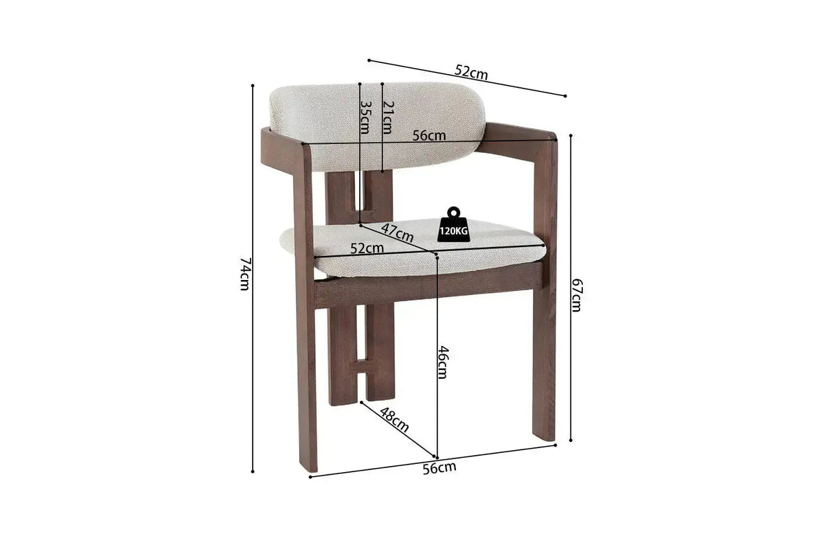 Chaise de Salle à Manger KAMELIA Beige en Bois de Frêne - 56 x 52 cm