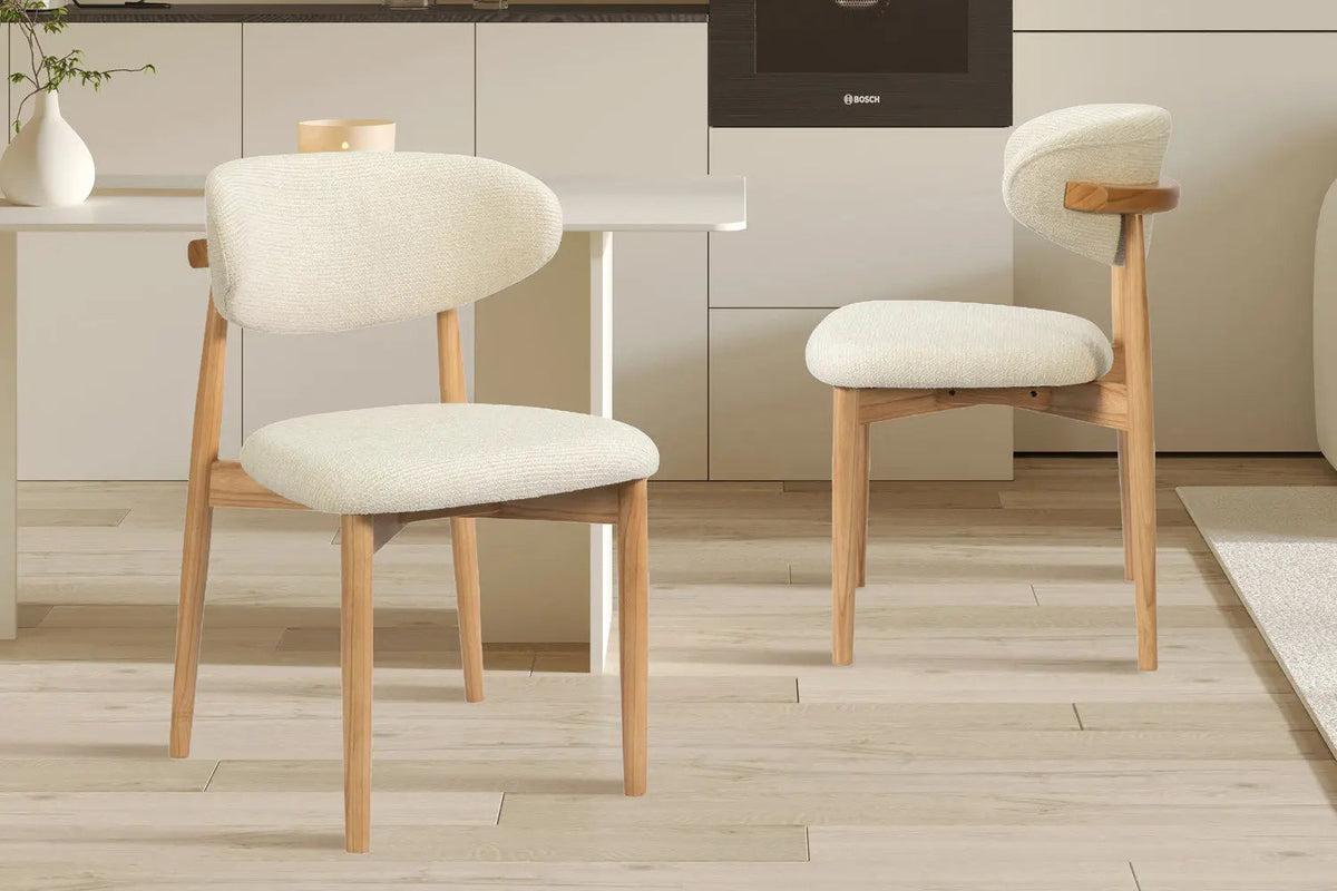 Chaise de Salle à Manger KAYLA en Chêne Massif Beige - 50 x 56 cm