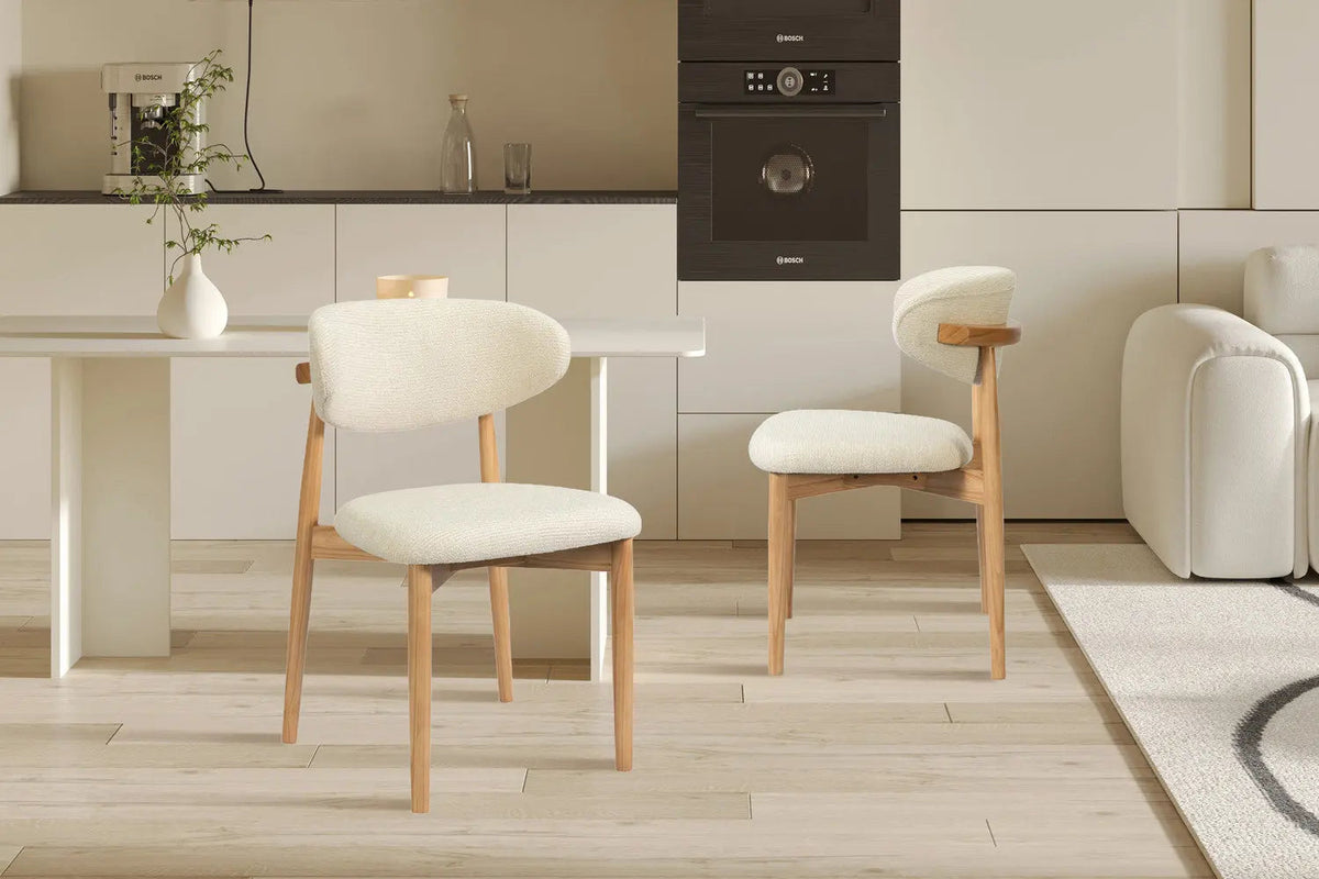 Chaise de Salle à Manger KAYLA en Chêne Massif Beige - 50 x 56 cm