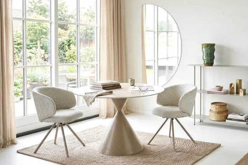 Chaise de Salle à Manger Pivotante avec Pieds et Tissu Sable FULHAM - 60 x 53 cm