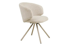 Chaise de Salle à Manger Pivotante avec Pieds et Tissu Sable FULHAM - 60 x 53 cm