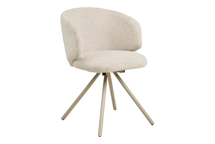 Chaise de Salle à Manger Pivotante avec Pieds et Tissu Sable FULHAM - 60 x 53 cm