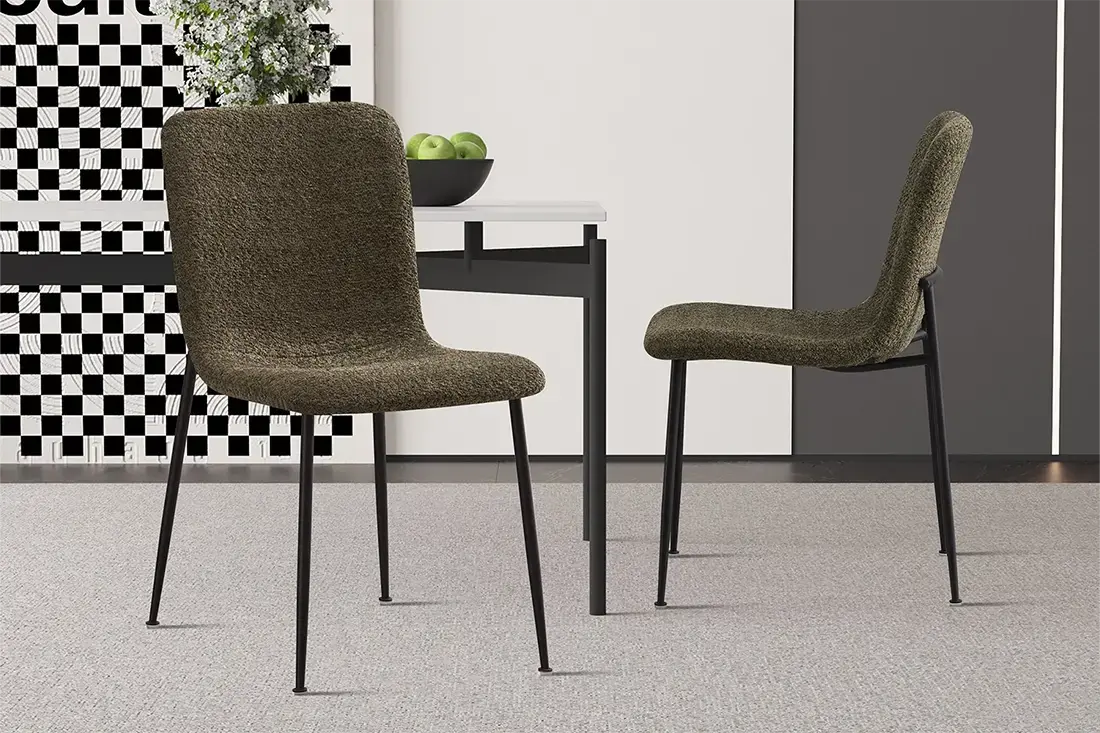 Chaise de Salle à Manger ALICYA Velours Côtelé ou Bouclé - 42 x 57 cm