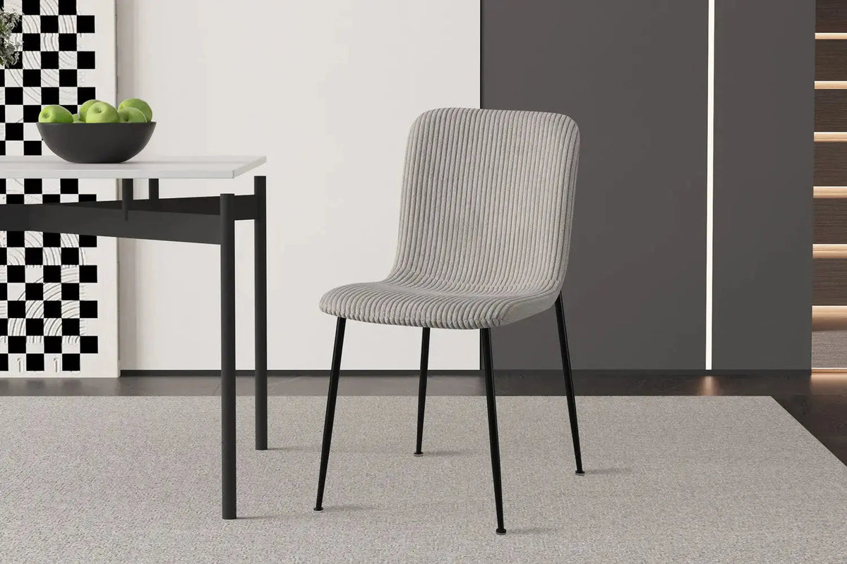 Chaise de Salle à Manger ALICYA Velours Côtelé ou Bouclé - 42 x 57 cm