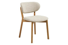 Chaise de salle à manger DUNKIRK Effet Bois Chêne Clair et Tissu Écru - 52 x 59 cm