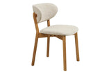 Chaise de salle à manger DUNKIRK Effet Bois Chêne Clair et Tissu Écru - 52 x 59 cm