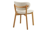 Chaise de salle à manger DUNKIRK Effet Bois Chêne Clair et Tissu Écru - 52 x 59 cm
