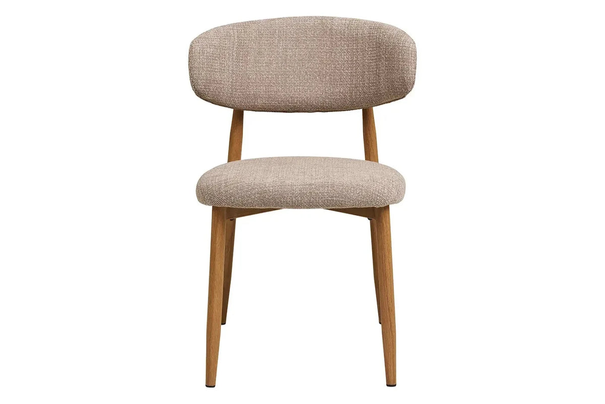 Chaise de Salle à Manger LEVANTO Effet Bois et Tissu Écru - 46 x 44 cm