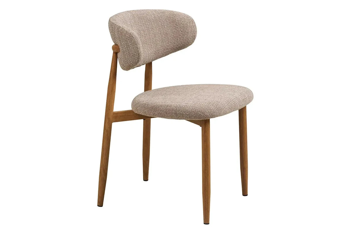Chaise de Salle à Manger LEVANTO Effet Bois et Tissu Écru - 46 x 44 cm