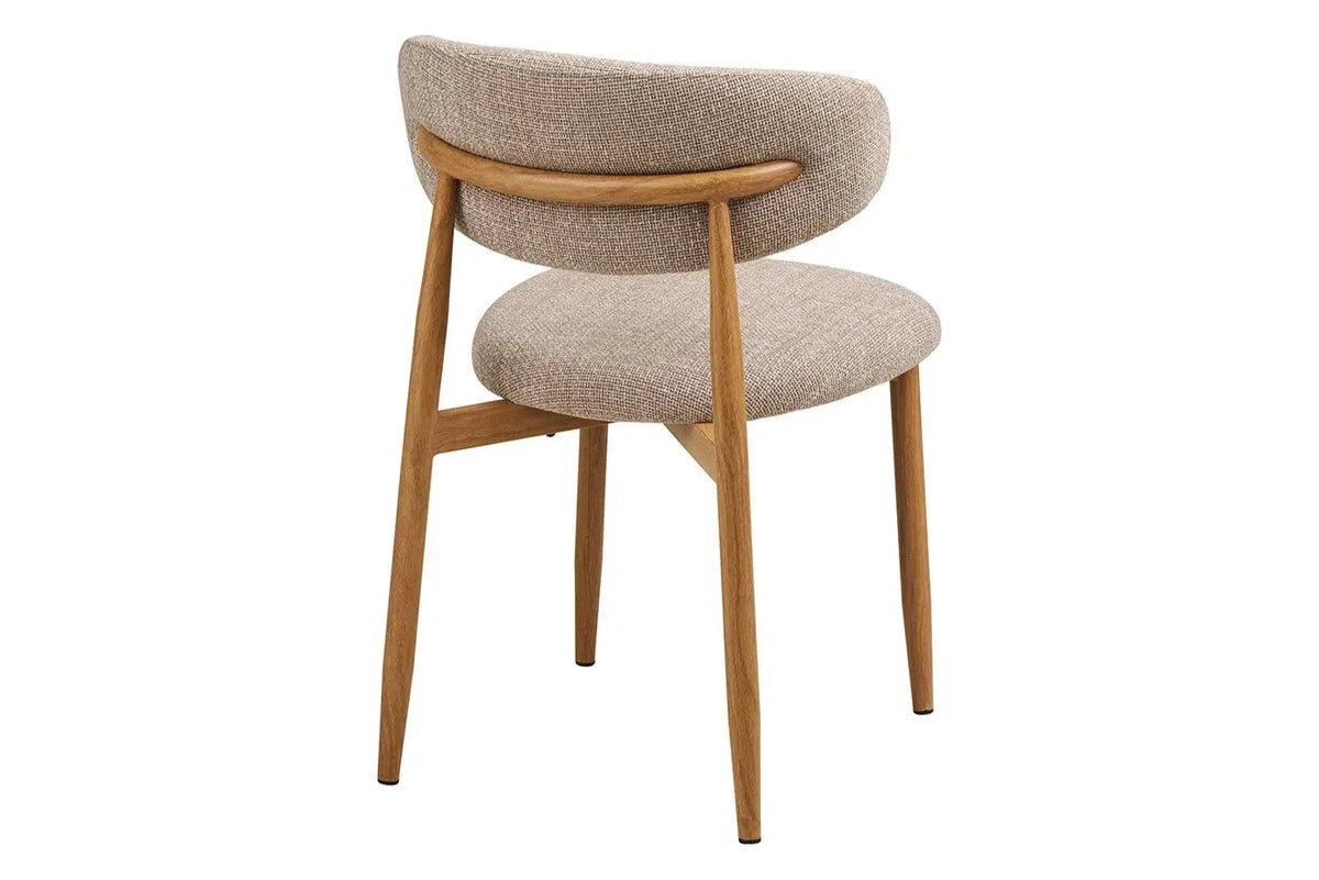 Chaise de Salle à Manger LEVANTO Effet Bois et Tissu Écru - 46 x 44 cm