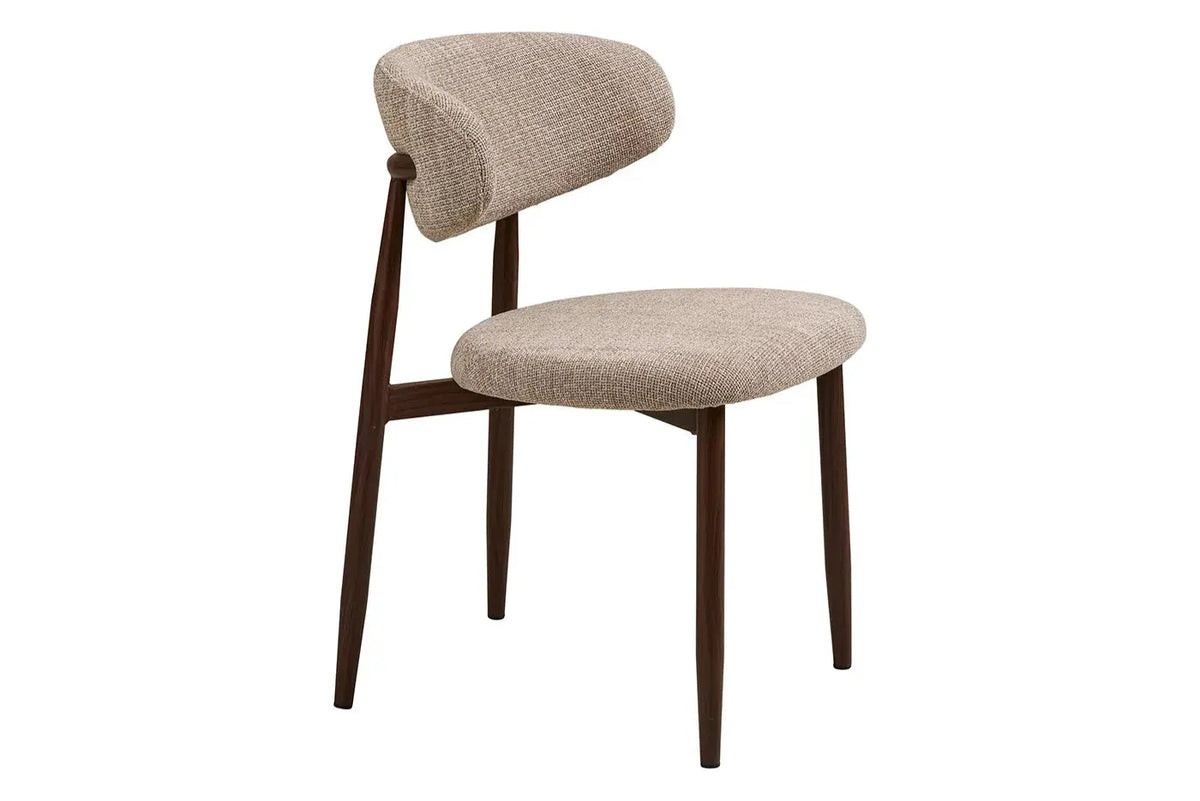 Chaise de Salle à Manger LEVANTO Effet Bois et Tissu Écru - 46 x 44 cm