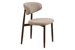 Chaise de Salle à Manger LEVANTO Effet Bois et Tissu Écru - 46 x 44 cm