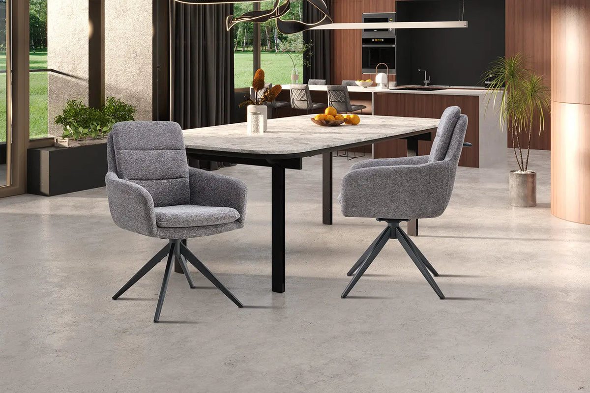 Chaises Pivotantes de Salle à Manger LISAYA avec Accoudoirs - 92,5 x 60,5 cm