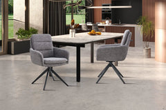 Chaises Pivotantes de Salle à Manger LISAYA avec Accoudoirs - 92,5 x 60,5 cm