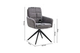 Chaises Pivotantes de Salle à Manger LISAYA avec Accoudoirs - 92,5 x 60,5 cm