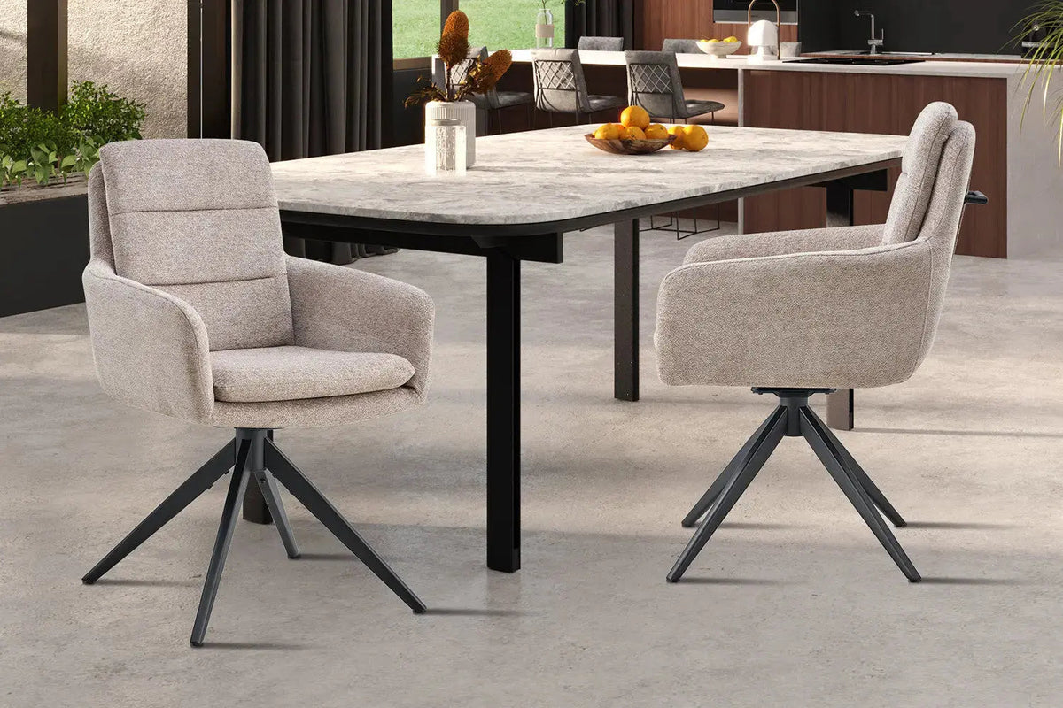 Chaises Pivotantes de Salle à Manger LISAYA avec Accoudoirs - 92,5 x 60,5 cm