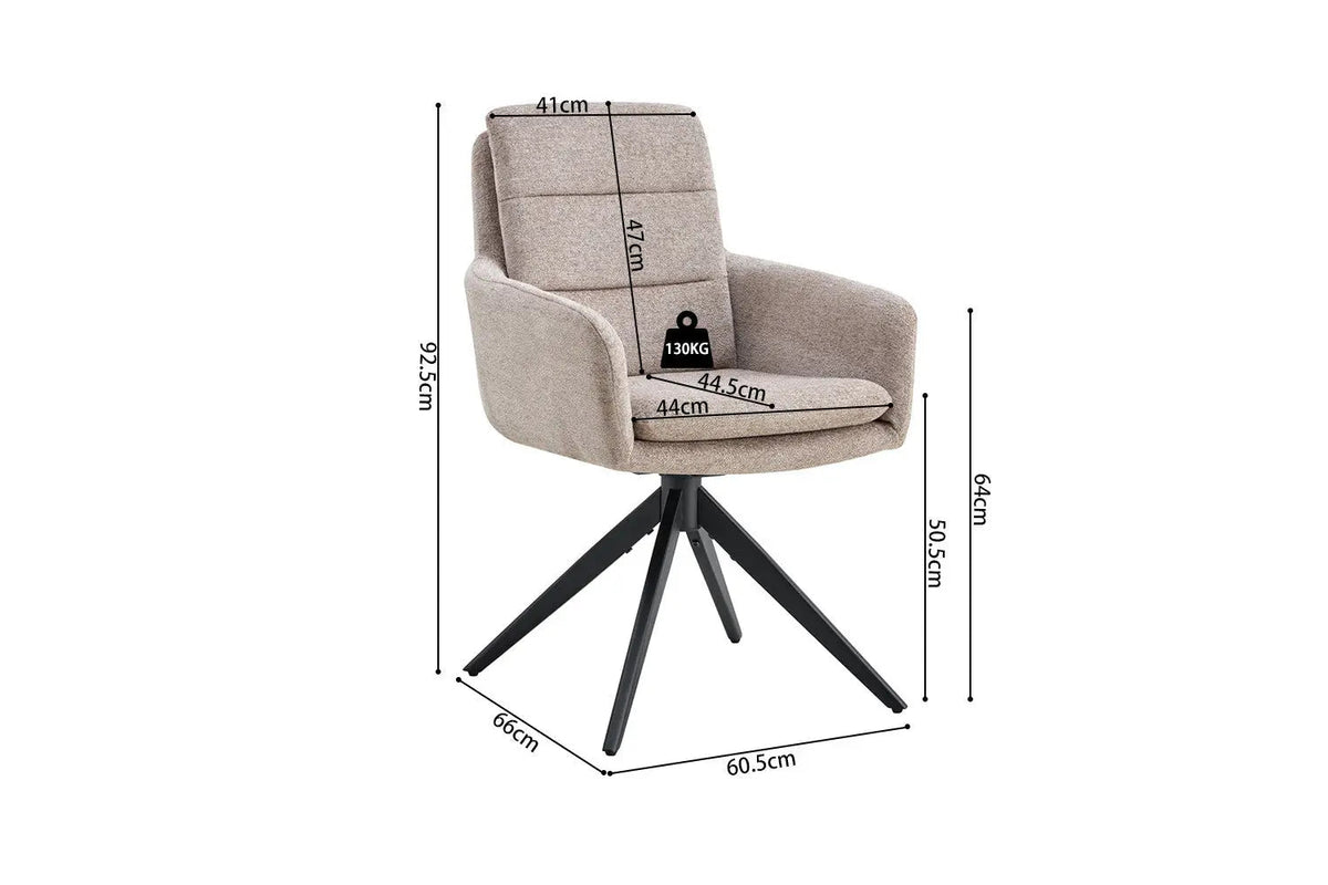 Chaises Pivotantes de Salle à Manger LISAYA avec Accoudoirs - 92,5 x 60,5 cm