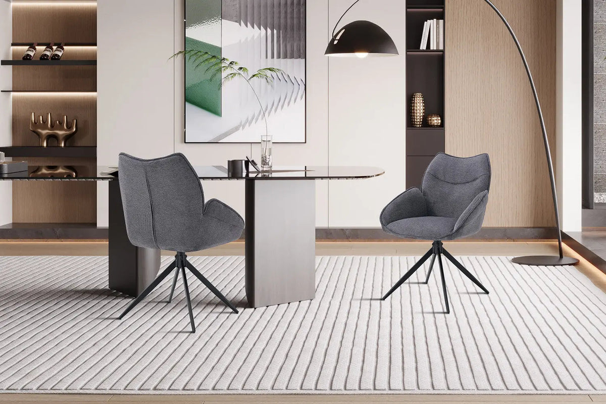 Chaises Pivotantes de Salle à Manger MAHY avec Accoudoirs - 90 x 60 cm