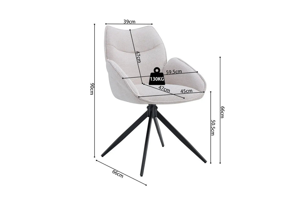 Chaises Pivotantes de Salle à Manger MAHY avec Accoudoirs - 90 x 60 cm