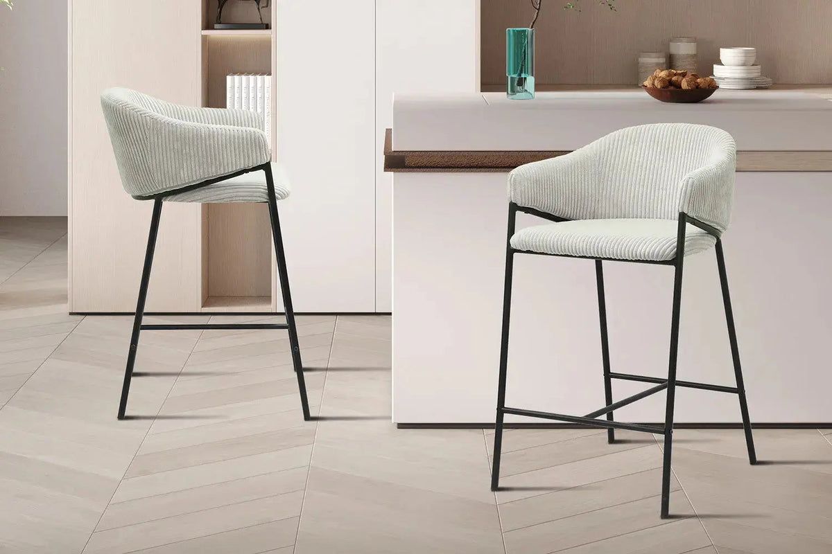 Chaises de Bar HINAYA en Velours Côtelé - 54 x 59 cm