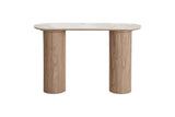 Console ATHENS avec un plateau en céramique, blanc, marron foncé 40 x 120 x 78 cm